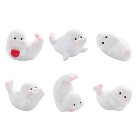 6Pcs Mini Seal Resin Figurines – Cute Marine Animal Ornaments for Micro Landscape, Eco Bottle DIY Projects, Aquarium Scene Decor, Moss Terrariums, Garden Displays, Desktop & Car Accessories.