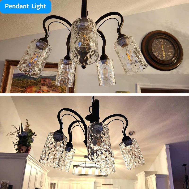 Skelang Hammered Lip-less Glass Lamp Shade, Cylindrical Light Cover with