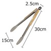 SD-TG12 Outdoor BBQ Tongs, Wood Grip, Stainless Steel, Stopper, 13.8