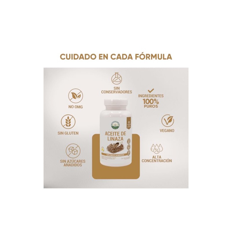 Aceite de Linaza Puro Omega 3 30 Cápsulas. Ácido Alfa