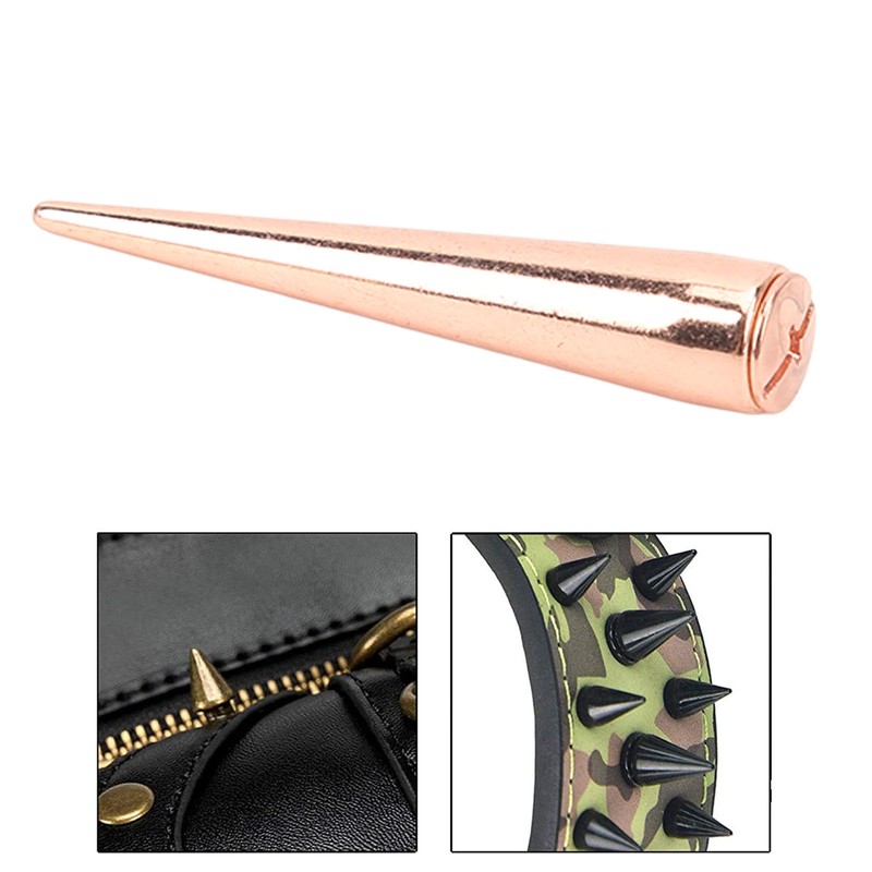 5 Pcs Punk Cone Spikes Studs Rose Gold Metal Long