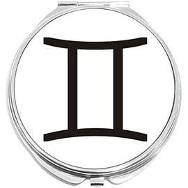 NewCharms Gemini Zodiac Compact with Mirrors - Perfect Pocket and Purse Size Folding Mirror for Applying Make Up Anywhere