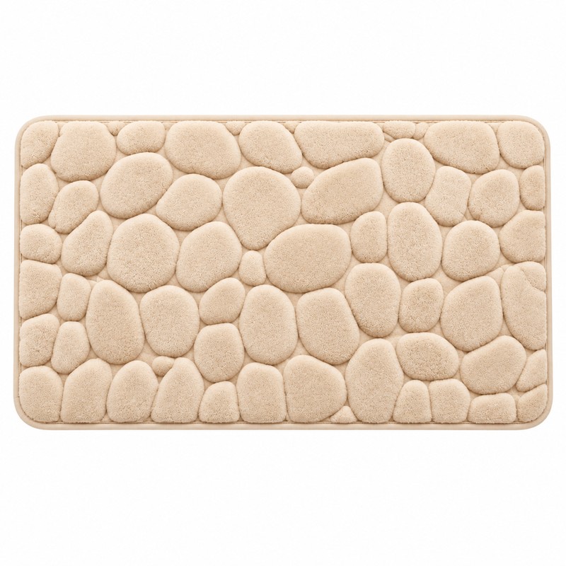 3D Cobblestone Embossed Bathroom Mat Quick Dry Absorbent Floor Rug