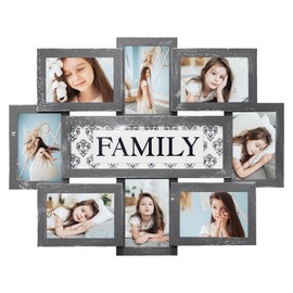 HELLO LAURA - Family Picture Frames Decor 8 Opening Collage Picture Frames for Wall 4x6 Picture Frame Photo Collage Frame Wall Hanging Gallery Frame for Living Room Bedroom - Grey