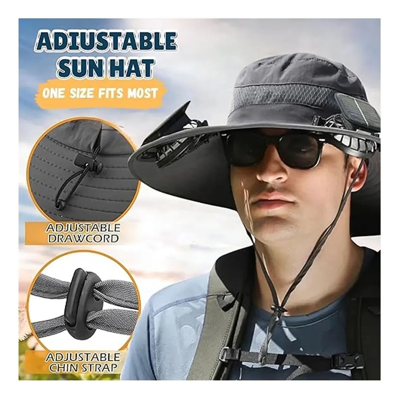 Sombrero Protector Solar Con Ventilador Solar Para Calor