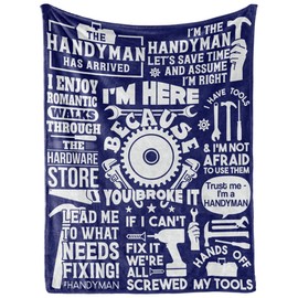 Hanyman Gifts Blanket for Man - 50" x 65" Throw, Flannel Blanket - Birthday Gifts for Handyman - Broke