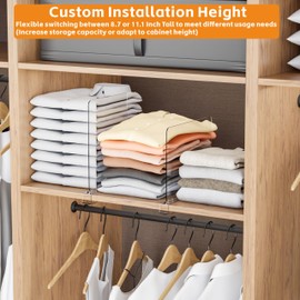 Yieach 10 Pack Towel,Sweater,Purse Organizer and Acrylic Shelf Dividers for Closet Organization - Adjustable Height - Vertical Shelf Separators for T Shirt,Clear Closet Shelf Divider for Wood Shelves