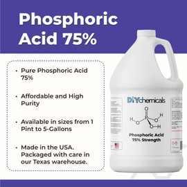 DIYChemicals Phosphoric Acid 75% – Rust Remover, Wood Stain Remover, pH Control, High Purity Orthophosphoric Acid for Metal, Fertilizers - Made in USA - 1 Gallon (128 fl oz)