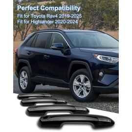 HUQUZN Snap-on Door Handle Cover Protector Fit for Toyota Rav4 2019-2025 Highlander 2020-2024, Exterior Handle Protectors Without Auto Lock Sensors
