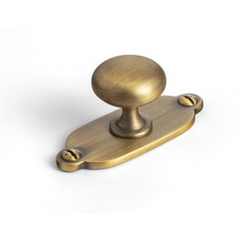 Goo-Ki Brushed Brass Bronze Zinc Alloy Cabinet Knob with Backplate - Single Hole Center Cabinet Pull Hardware for Bedroom, Kitchen, 12 Pack（8611-G013）