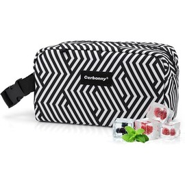 Cerbonny Mini Cooler Bag, Freezable Small Snack Bag, Mini Lunch Bag for Travel/Work/School, Insulated Bag for Woman Girl, Cooler Lunch Box with Ice Packs, Freezable Snack Box with Handle Buckle:_Geometric Lines