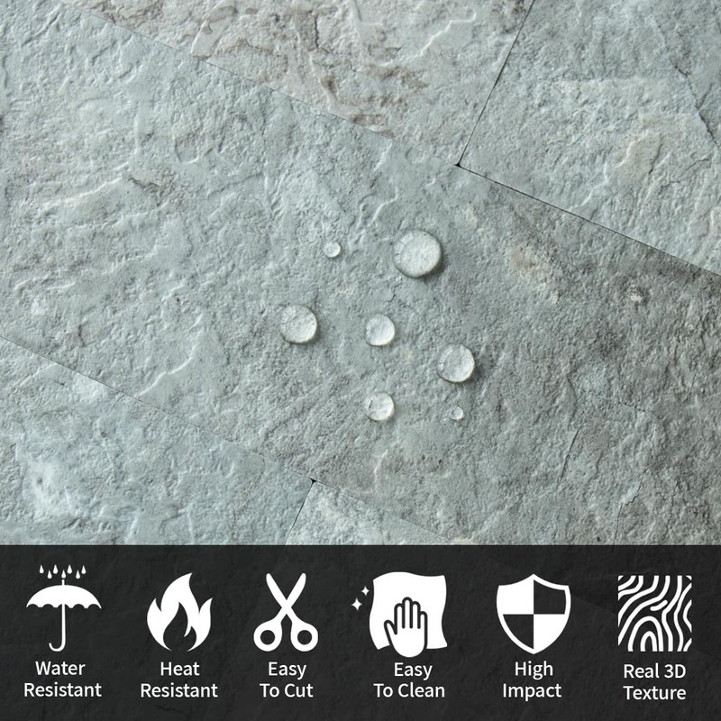 AULIGET 40-Piece Mountain Rock Peel and Stick Backsplash Wall Tiles,
