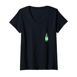 Womens Korean Drink Hangul Alcohol Soju Liquor Drink Soju Drinker V-Neck T-Shirt