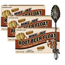 Mike and Ike Root Beer Float Candy 4.25 oz, Pack of 3 – Chewy Gluten-Free, Fat-Free Retro Soda Candy with Gem Spoon (Root Beer Float) Gem Spoon