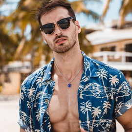 COAI Figaro Chain Square Lapis Lazuli Stone Pendant Necklace 45cm