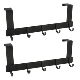 2 Stück Türhaken zum Einhängen - Tür Garderobe Türgarderobe Tür Kleiderhaken mit 5 Haken platzsparend ideal für Kinderzimmer Badezimmer und mehr langlebige Türhakenleiste für die Rückseite der Tür