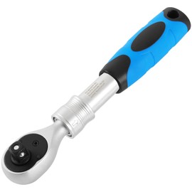 TECPO Extendable reversible ratchet, 3/8 inch, 215-315 mm, telescopic ratchet with 6-stage lock, 72 teeth, quick release function, non-slip 2K handle, high torque, ratchet made of chrome vanadium