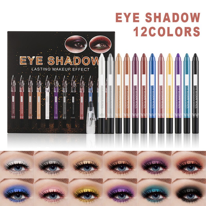 12 Color Eye Shadow Pen Glitter Eyeliner Eye Shadow Pencil
