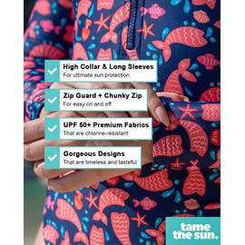 Tame the Sun Long Sleeve Swimsuits for Women - One Piece Tummy Control, UPF 50+ Bathing Suit - Rash Guard, Zipper Swimwear (Salmons, 6)