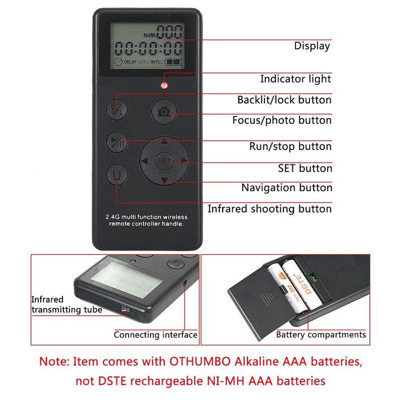 DSTE Pro IR Remote Control Multi-Function BG-E21 Battery Grip Compatible