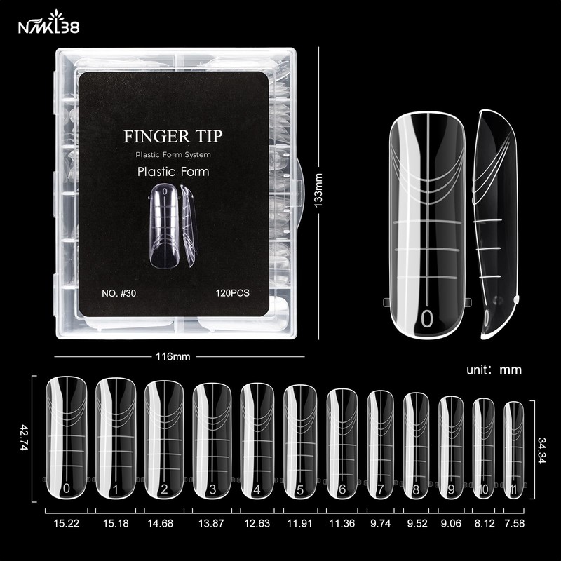 NMKL38 120PCS Dual Nail Forms 12 Sizes Full Cover Nail