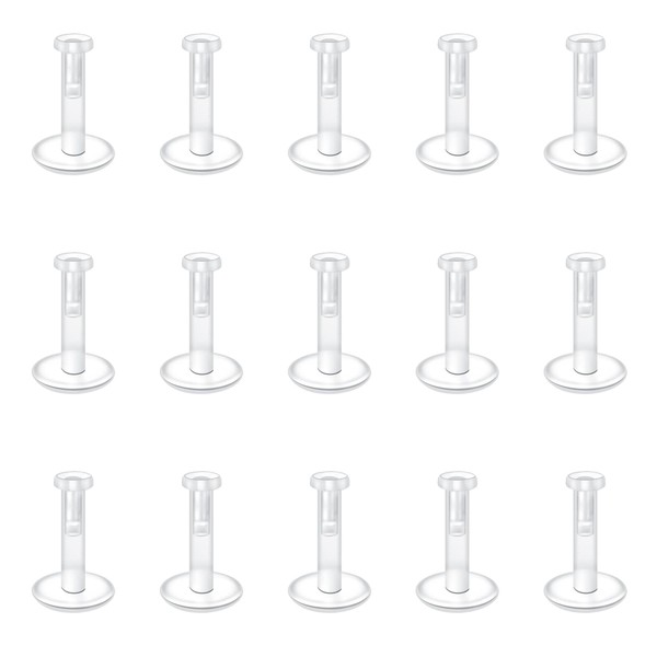 VCMART 15pcs Clear Lip Bars Labret Studs Retainers 16G Push