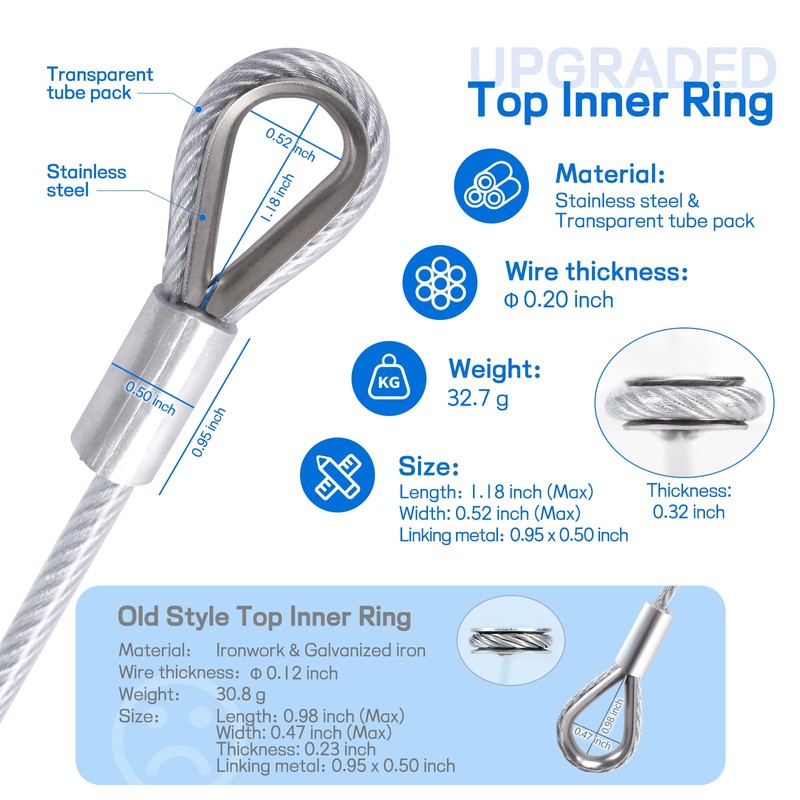 Atesilor 2Pcs Upgraded Vinyl Coated Stainless Steel Lift Cable Compatible
