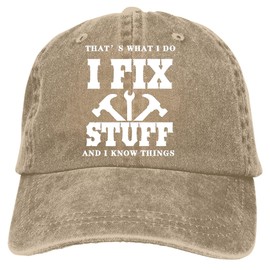 Men's I Fix Stuff and I Know Things Dad Hat Distressed Baseball Cap Black