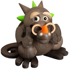 Seiffener Volkskunst German incense smoker dragon grandpa, height 9 cm / 4 inch, original Erzgebirge by SV 19062