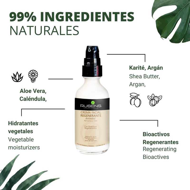 Rusens - Crema Facial Regenerante (Antiedad) 100% Natural, 25+ años,