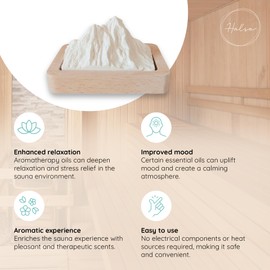 HALSA Passive Diffuser for Sauna, Office, Bedroom, Bathroom - Natural Beechwood Base, Passive Diffusion, Fired Plaster Absorbs Essential Oils - Mountain Design