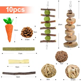 NathrBTV Rabbit Chew Toy Set, Pet Toy for Guinea Pig Chipmunk Totoro