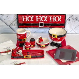 Boston International Ceramic Salt & Pepper Shakers, Small, Santa Belt