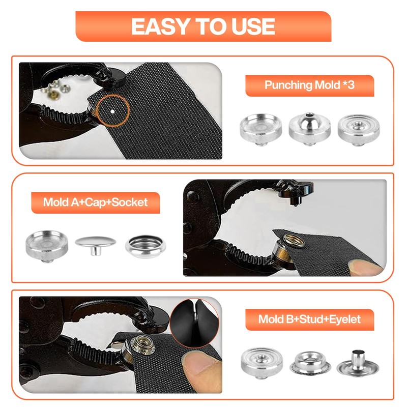 Robust Push Button Tool with Pliers - Portable Eyelet Pliers