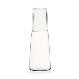 Ichendorf Milano Set di Bottiglia e Bicchiere Acqua | Collezione Torre | 110 + 30 cl | Vetro Borosilicato | Fatto a Mano