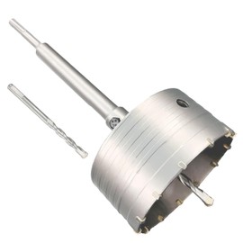 4-5/16" Concrete Hole Saw, 110mm Tungsten Steel Core Bit for Cinder Block, Brick, Rock, Plank Walls for Pipes or mini Split Lines, with SDS Plus Shank and 2 Center Positioning Drill Bits.