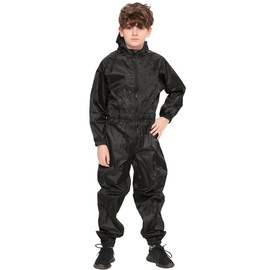 A2Z 4 Kids Girls Boys Raincoat Kids Puddle Suits All in One - Rainsuit 642 Black 5-6