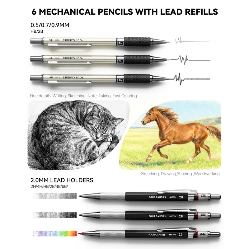 Four Candies 73PCS Advanced Drawing Kit with Professional Art Supplies