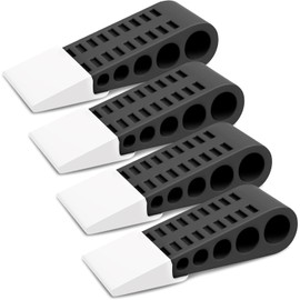 4 Pack Door Stop Wedge with Holder Heavy Duty Doorstop for Home Office Dorm Classroom Garage Stackable on Multi Floor Carpet Concrete Tile Linoleum & Wood