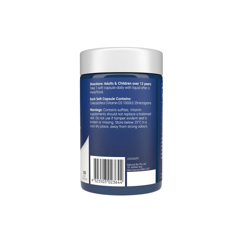 Bioglan Vitamin D3 1000IU 250 Capsules