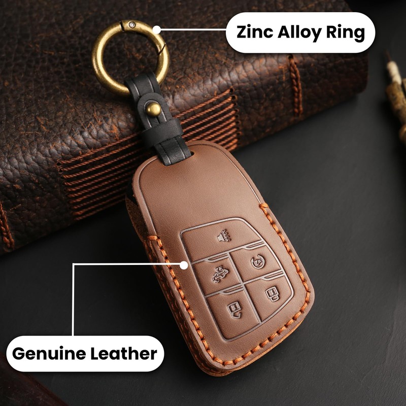 OLLEN Screws-Free Premium Leather for Key Fob Cover, Fit for