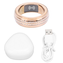 Smart Ring Multifunctional Bluetooth Pedometer Body Temperature Sleep Tracking Automatic Detection Fitness Ring for Sports Daily Gold Inner Diameter 0.79in