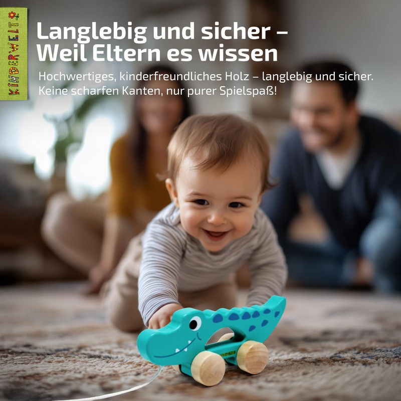 Wooden Crocodile Pull Along Toy, Child-friendly Educational Toy, Kids Toy