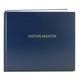 BookFactory Visitor Log Book Visitor Register Visitors Sign-in Book - 120 Pages, 8 7/8'' x 7'' - Blue Cover, Section Sewn Hardbound (Made in USA)