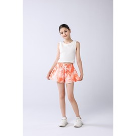 zqajuxg Girls Flowy Shorts with Spandex Liner,2 in 1 Butterfly Shorts Teen Girls with Pockets for Sports，Running，Athletic/Orange/4-6 Years