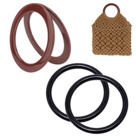 PH PandaHall 4PCS Round Purse Handle, 2 Colors Plastic Bag Handles Decorative Handbag Handle Bag Handle Replacements for Straws Beach Canvas Handbags Macrame Crocheted Purse Making, 5.3inch