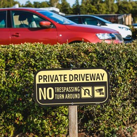 Ashoaza Private Driveway No Parking Sign, Aluminum No Parking Signs Outdoor Metal, Private Driveway No Turnaround Reflective, UV Protected and Weatherproof, Easy to Mount, 12'' x 6''(2 Pack)