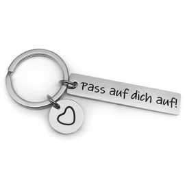 Schlüsselanhänger Pass auf dich auf! - Glücksbringer Auto-Schlüssel Schutzengel - Geschenk Führerschein Geburtstag Freundin (Silber)