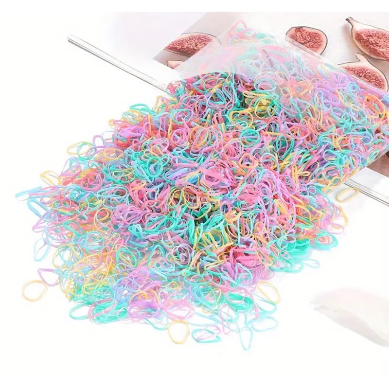 Mini Hair Elastics, 1000 Pack, Multicolor Rubber Bands for Braids
