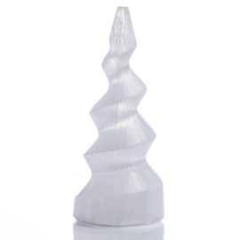 Wish Well Selenite Spiral Tower – 4” Selenite Crystal Tower – Mined and Crafted in Morocco – Ideal for Cleansing and Recharging Crystals and Healing Stones, Meditation, and Home Decor